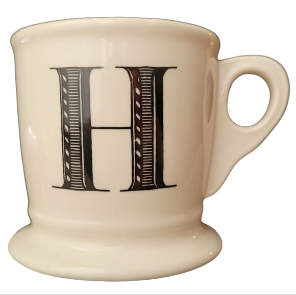 Anthropologie Other - ANTHROPOLOGIE Classic Black and White Stoneware Monogram "H" Mug